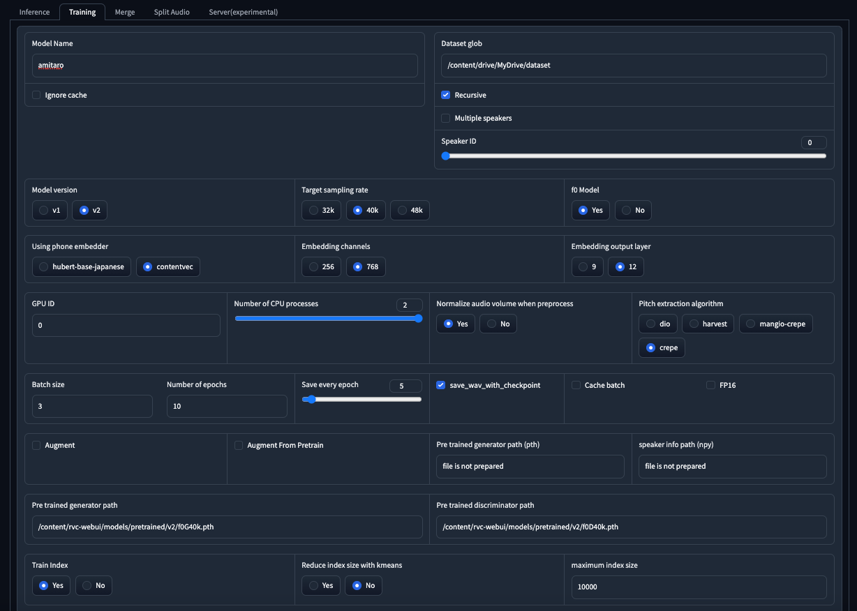【ddPn08・だだっこぱんださん版】RVC WebUIの使い方:学習編(Training)の設定例 2023年7月18日版 - AIボイスチェンジャー